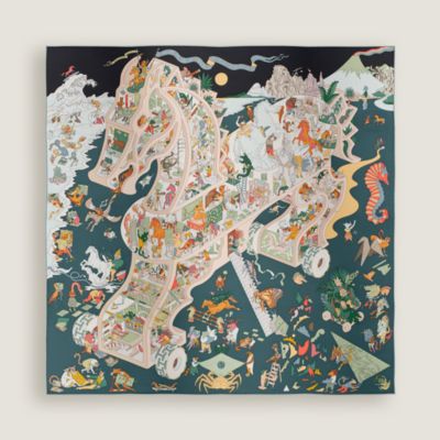 Academia Hippica scarf 90 - Brown | Hermès USA